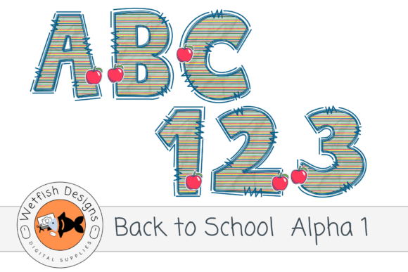 Back to School Alphabet 1 with Numbers Graphics for Local Business Branding