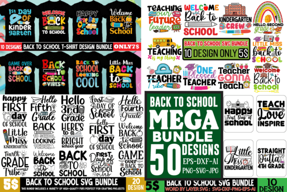 Back to School Mega SVG Quotes Bundle for Graphics and T-Shirt Designs