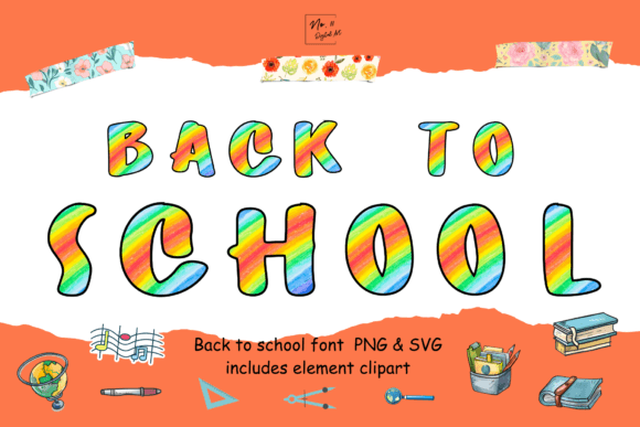 Back to School Rainbow Crayons Font