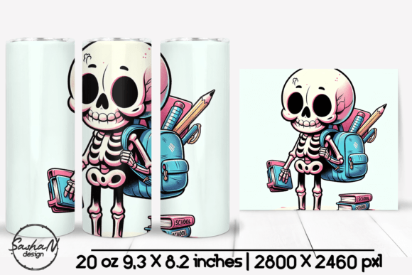 Back to School Skeleton Tumbler Wrap Graphics for Creative Publishers