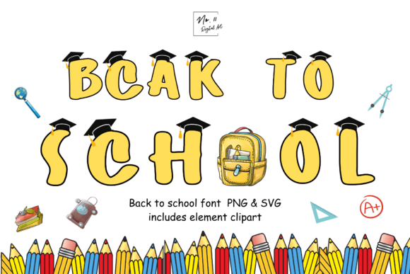 Back to School Yellow Graduation Font Graphics for Crafts