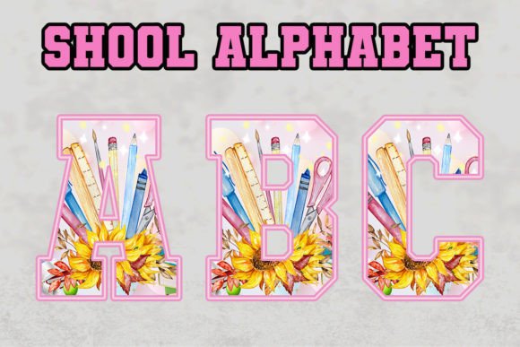 Crayon Doodle Alphabet Back to School Graphics for Crafts