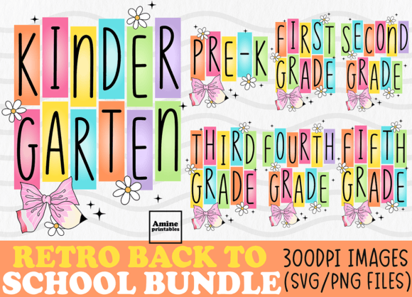 Retro Back to School Coquette Graphics for Crafts