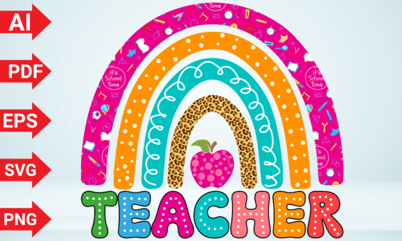Teacher Rainbow Back to School Dots Graphics